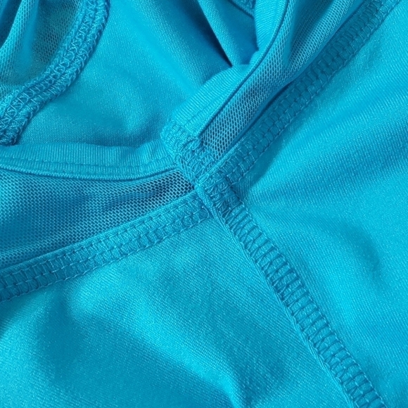 Cato turquoise cap sleeve mesh insert top - Picture 6 of 9